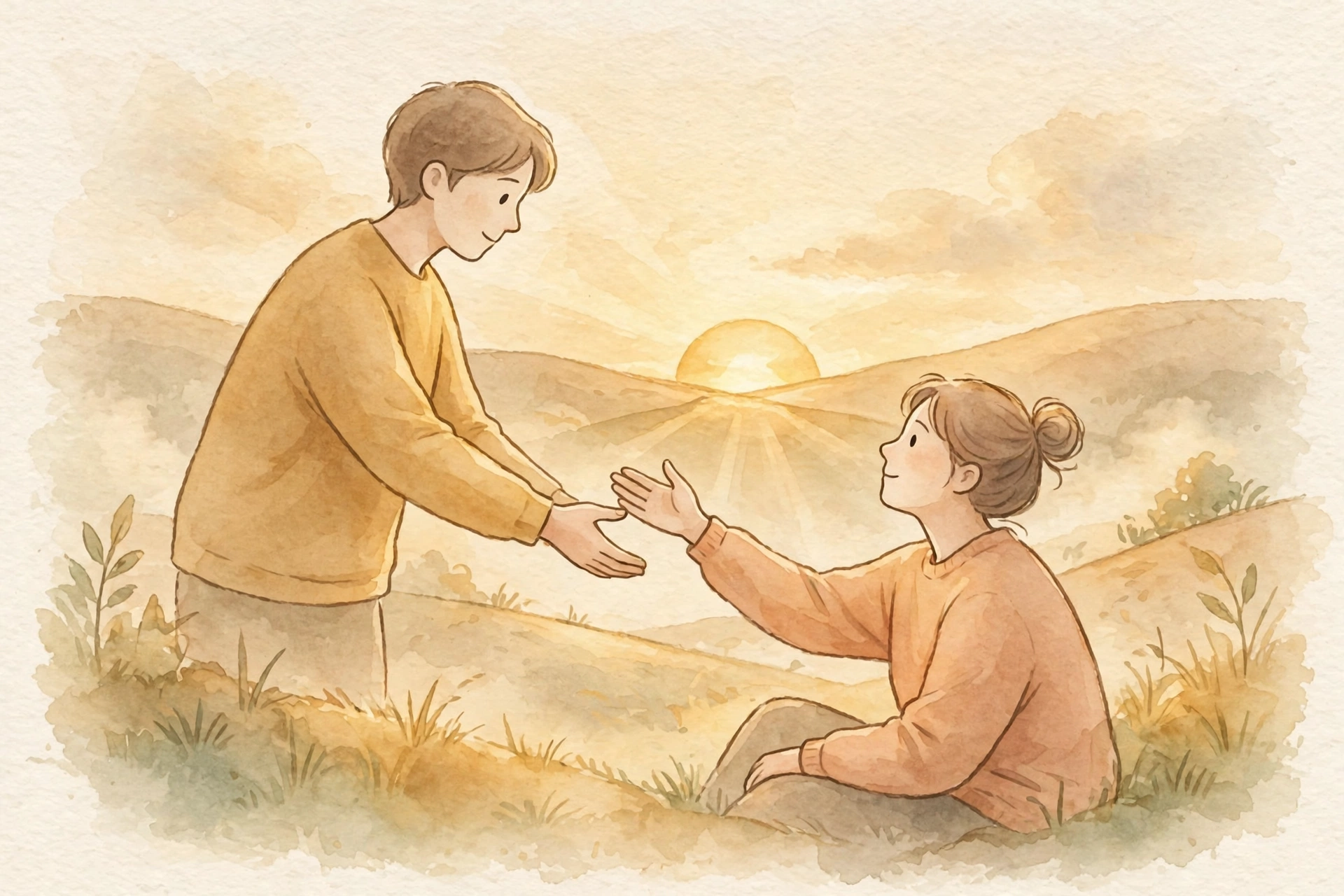 Illustration of a helping hand representing Type 2 generosity and support