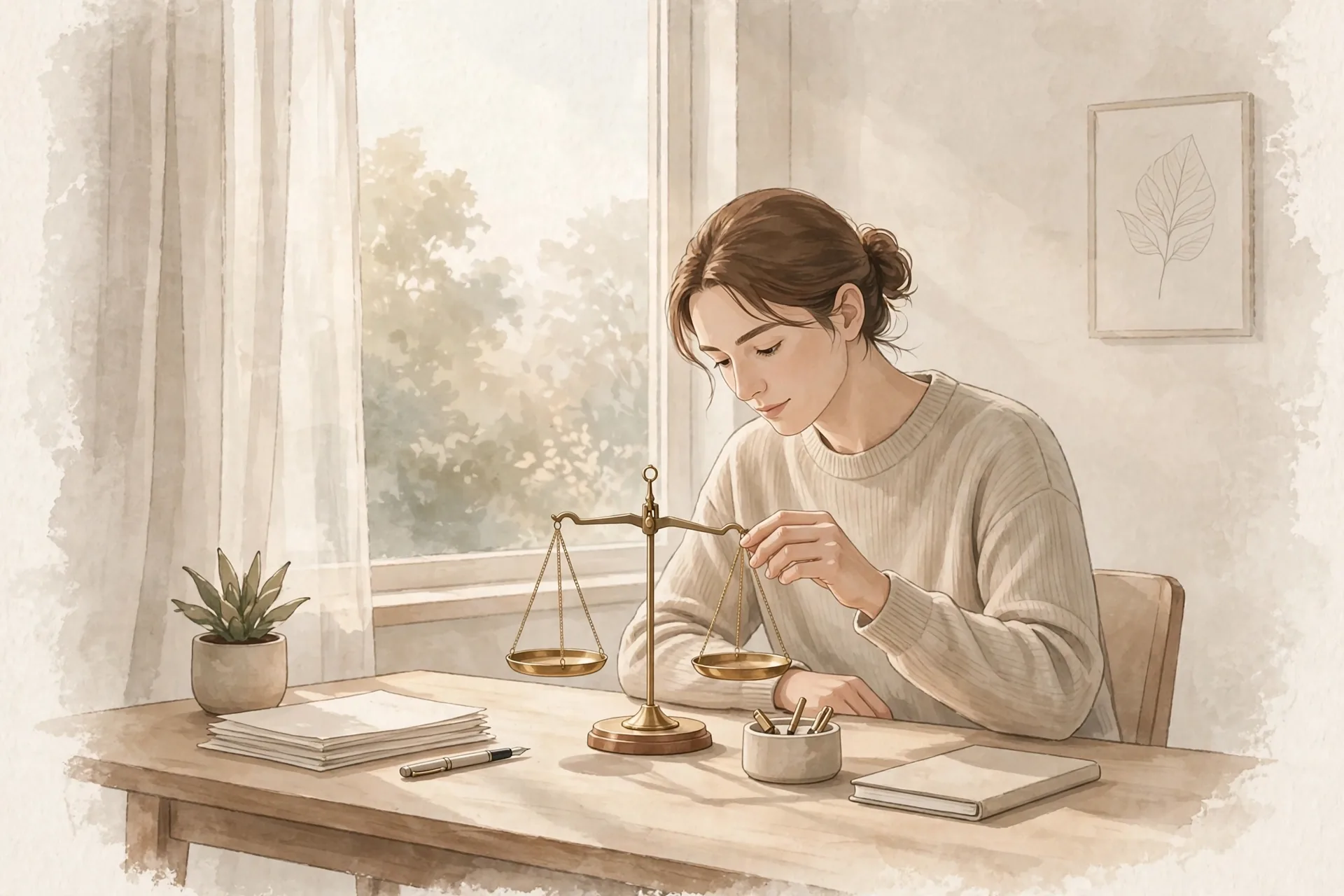 Illustration representing an Enneagram Type 1 personality, the Reformer