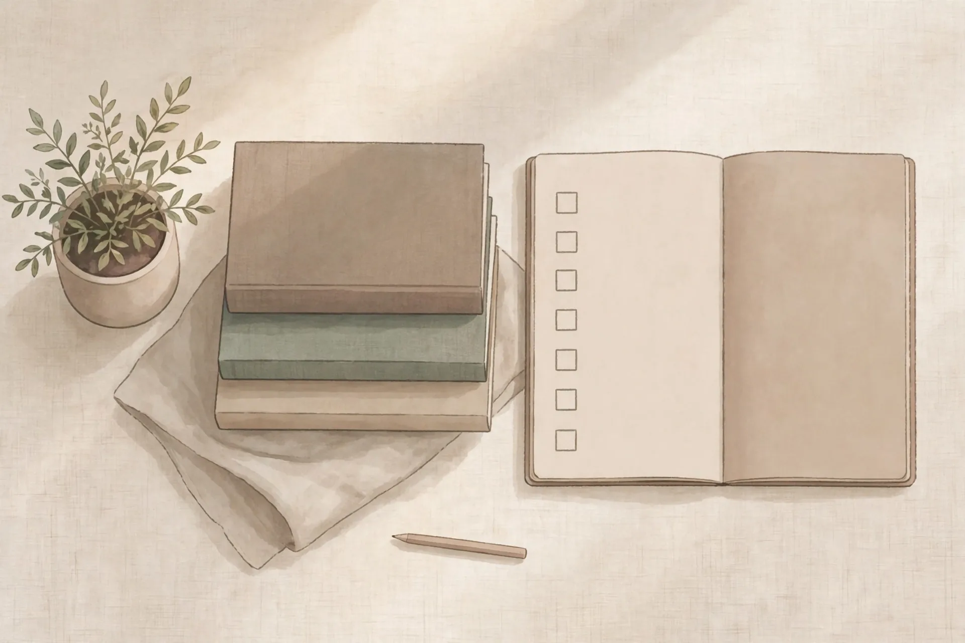 Calm workspace illustration reflecting Type 1 traits of order and self-discipline
