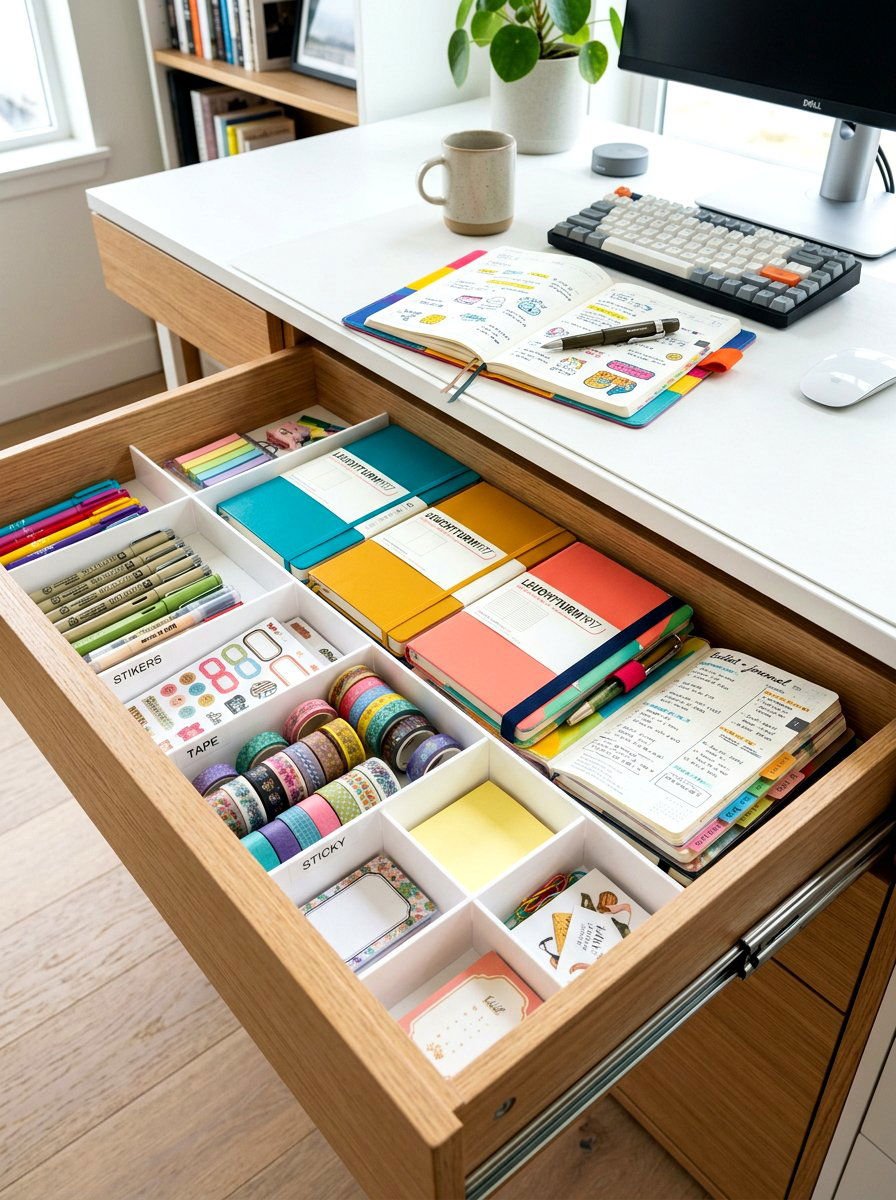 Neatly organized drawer system with compartments
